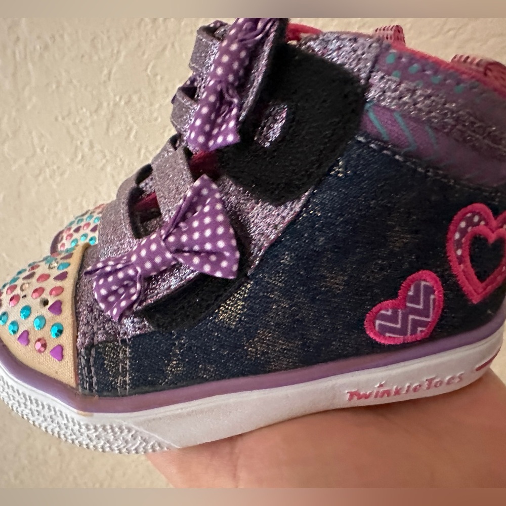 Toddler Girl's Skechers Twinkle Toes Pop Princess Light-up High Tops Size 6,12cm